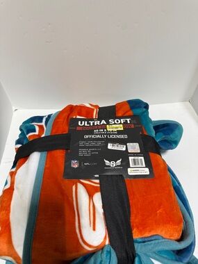 Miami Dolphins Ultra Soft NFL Licensed Orange & Teal Plush NEW